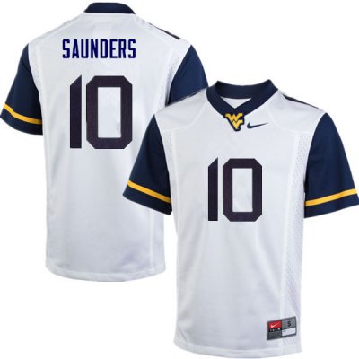 Men's West Virginia Mountaineers NCAA #10 Cody Saunders White Authentic Nike Stitched College Football Jersey HJ15Z00KP